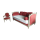 Ensemble banquette de style Louis XVI et fauteuil assorti