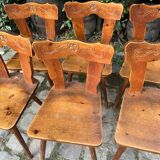 Set of 6 mountain chairs in fir folk art