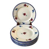 Set of 7 dessert plates Digoin Sarreguemines model "Mary Lou" 40s