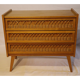 Commode vintage en bois et rotin 1960