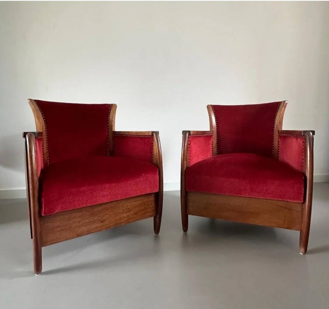 2 x Art Nouveau club chairs.