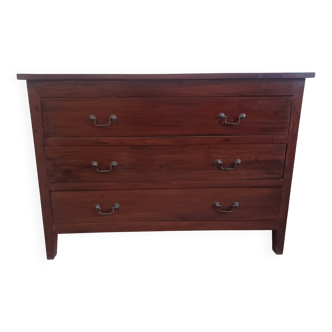 Three-drawer chest of drawers in exotic wood