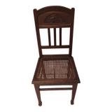 Chaise cannée en chêne foncé