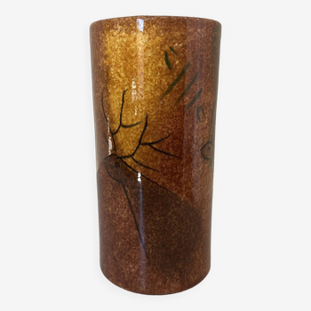 Roller Vase with hand-made Rupestrian Decor by ceramist Georges TARDIEU (Biot)
