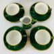 Bistro Coffee Service Cups Saucers and Green Faceted Milk Jug