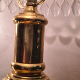 Delux lamp 1970 A 80 gold chrome ,,,,,and molded glass 31x22 very good condition