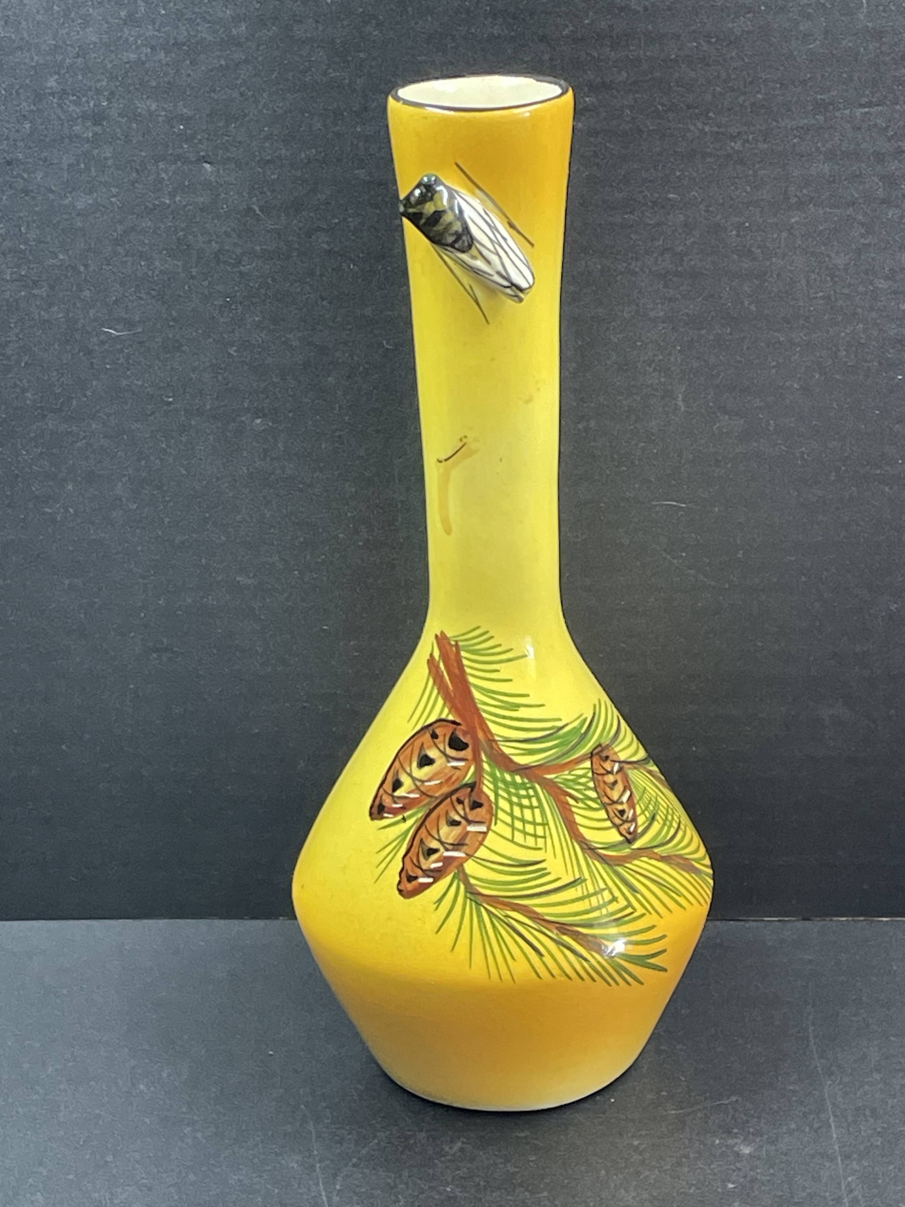 Soliflore vase with cicada decoration signed Albert Feray Vallauris 20th century - 25 cm
