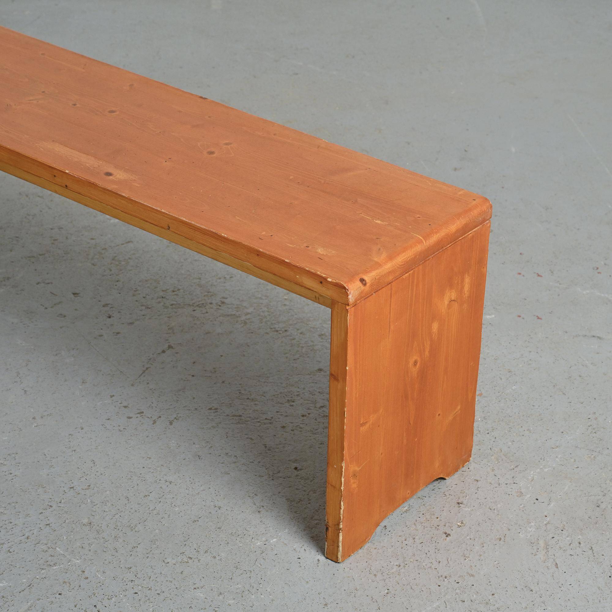 Pair of solid pine benches, France, circa 1975