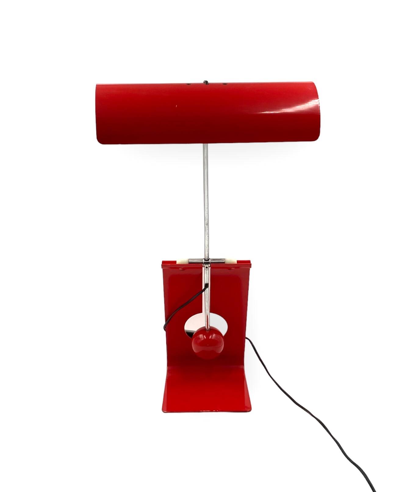 Mauro Martini, red 'Picchio' woodpecker table lamp, F.lli Martini Italy 1970s