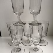 set of 7 glasses with molded glass stems old early twentieth century