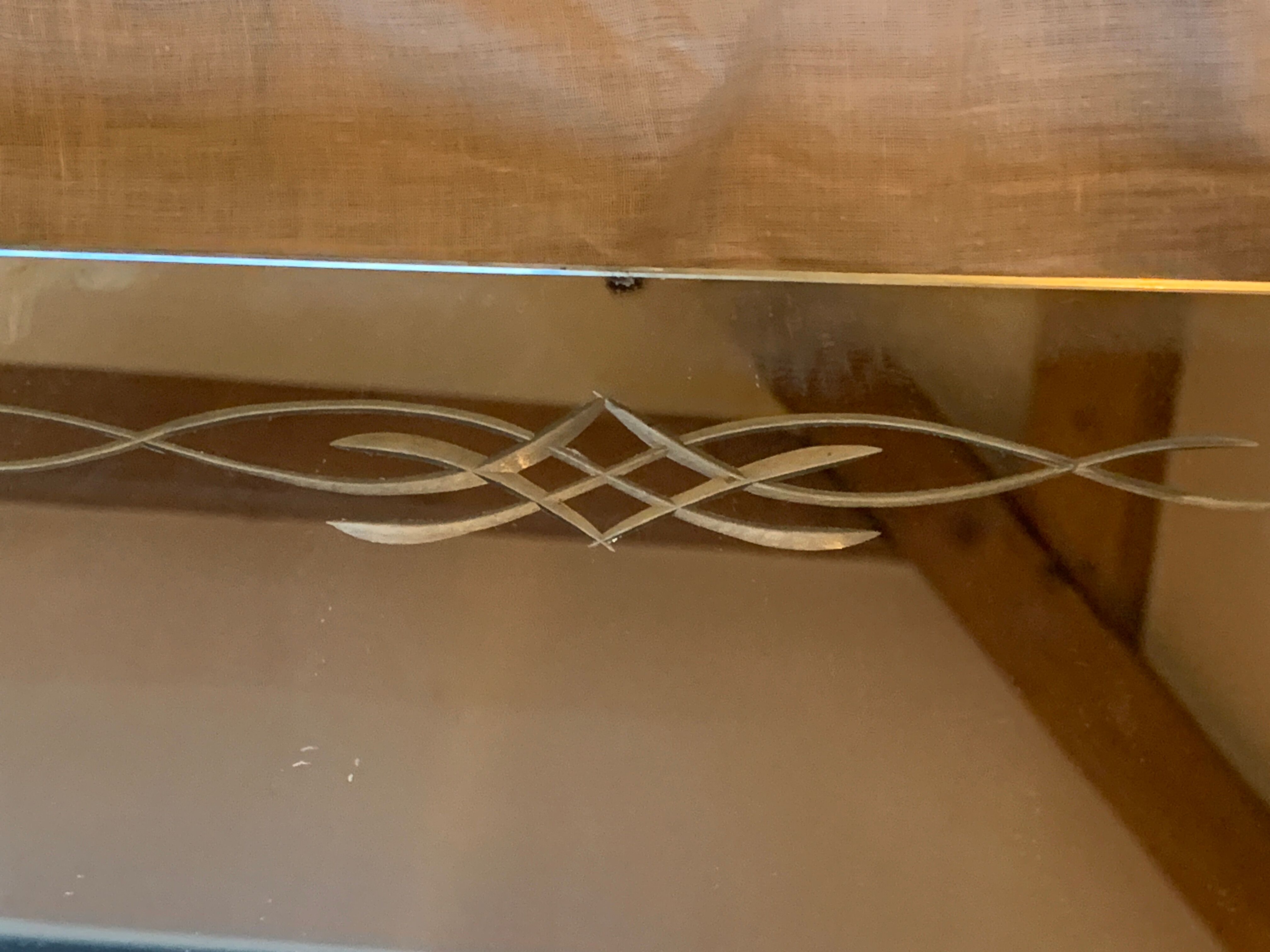 Miroir biseauté gravé