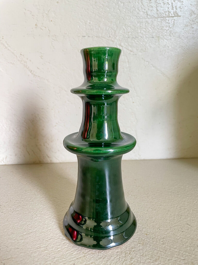 Ceramic candle holder Tamegroute green