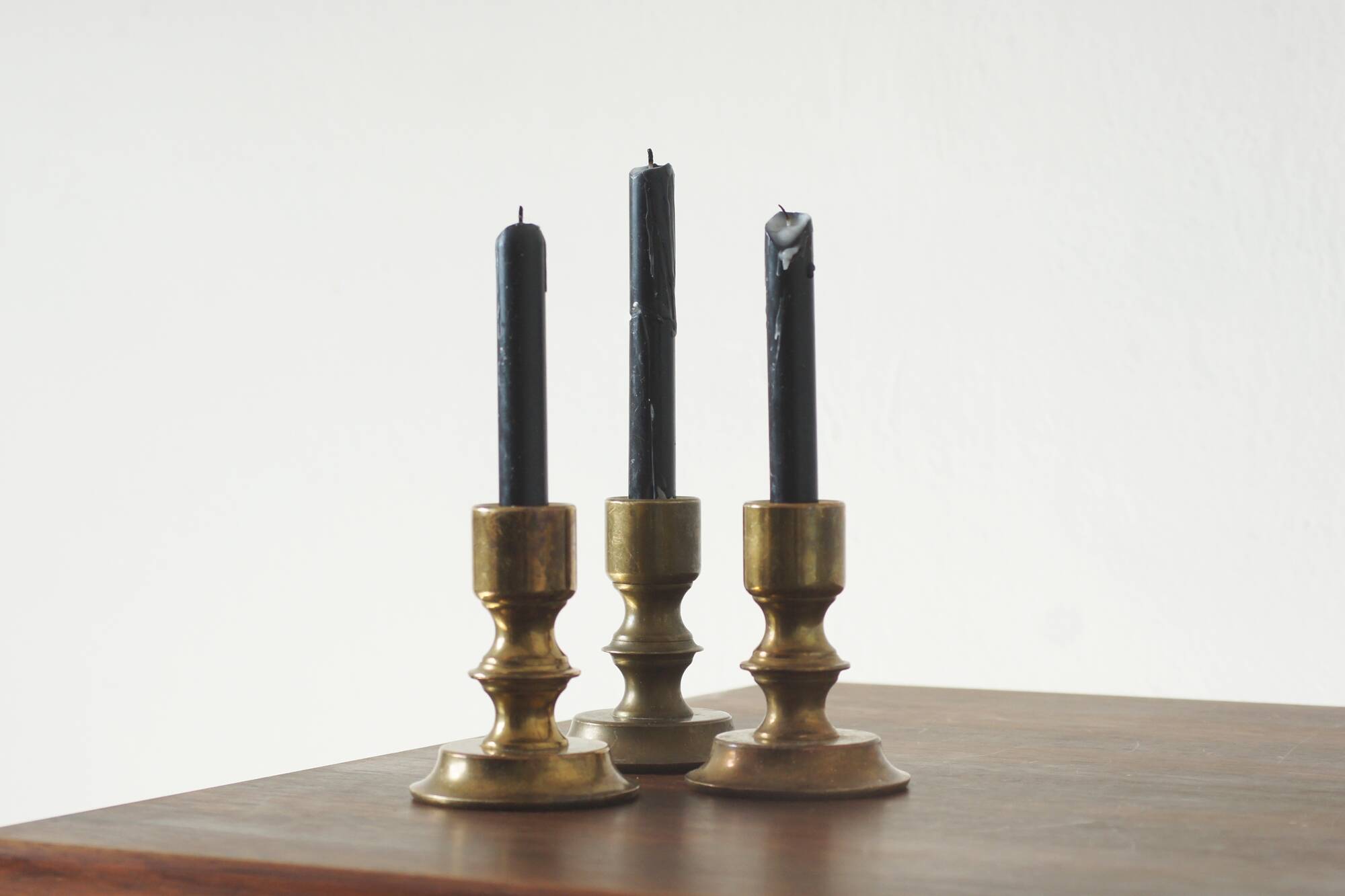 Vintage Norwegian Brass Candlesticks, 1970s, Set of 3