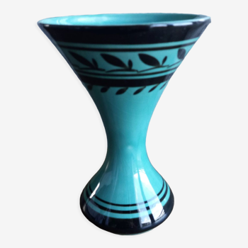 Vase signé numéroté turquoise