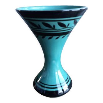 Vase signé numéroté turquoise