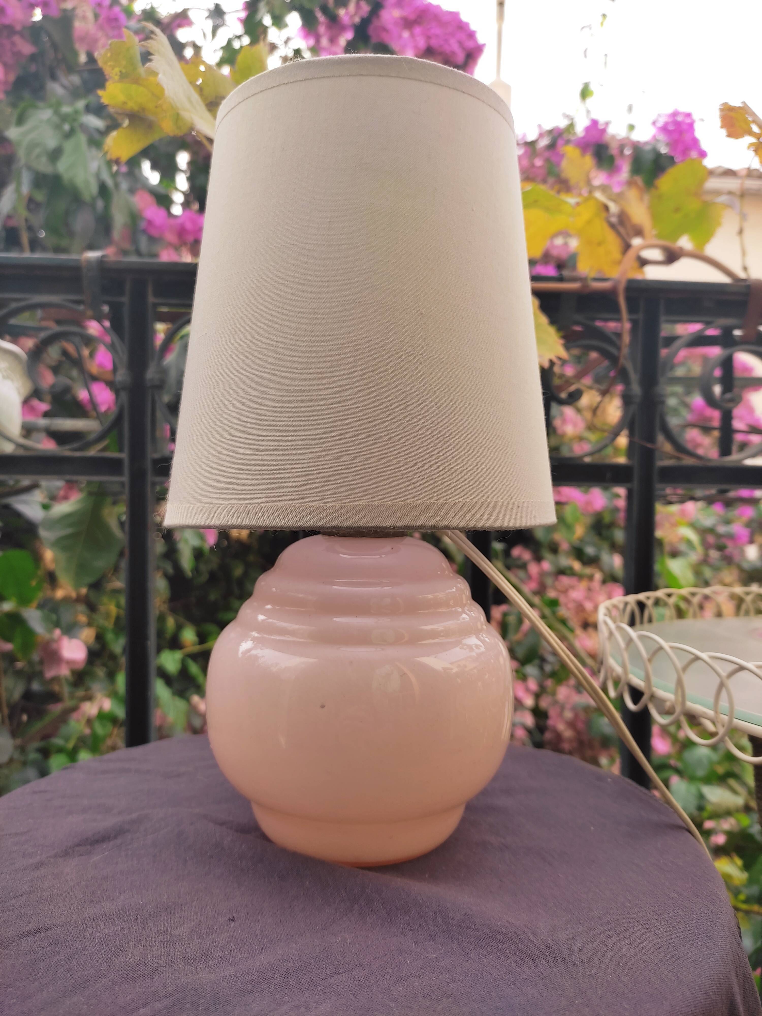 Art Deco pink glass lamp