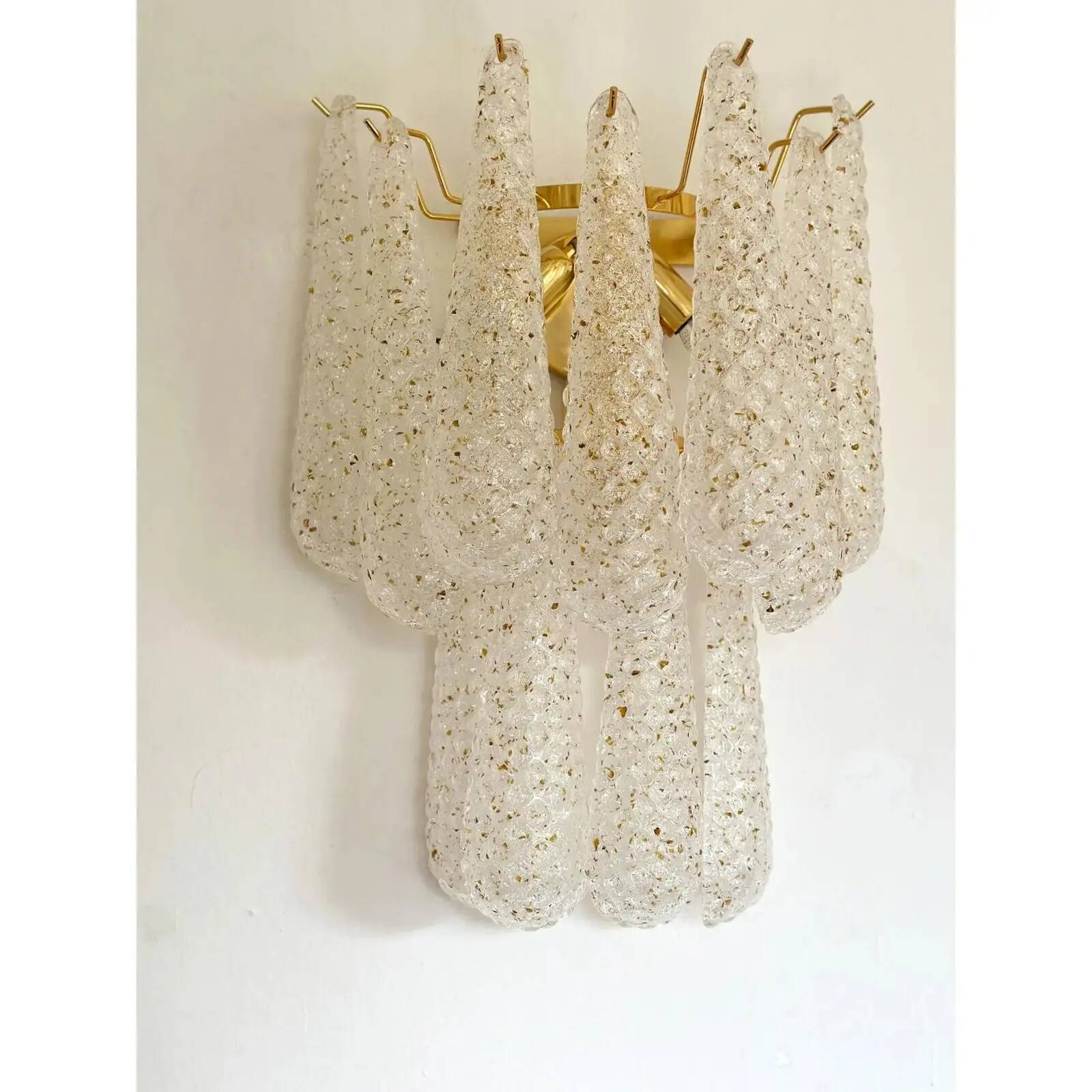 Paire d'appliques en verre de Murano doré par Simoeng