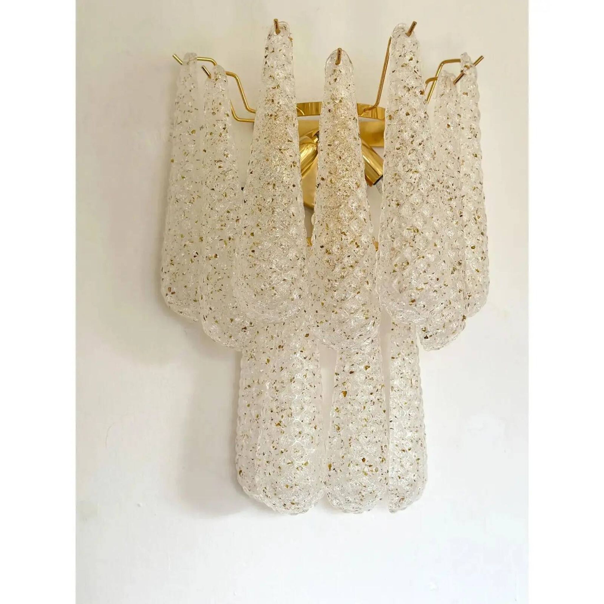 Paire d'appliques en verre de Murano doré par Simoeng