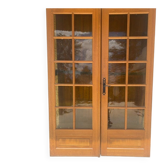 Double portes vitrées en chêne massif + 1 porte vitrée