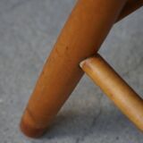 Round beech stool by a Danish cabinetmaker, mid-century modern, 1970s.