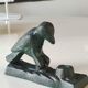 Door knocker/hammer in Green Pic shape, in cracked effect cast iron with green patina