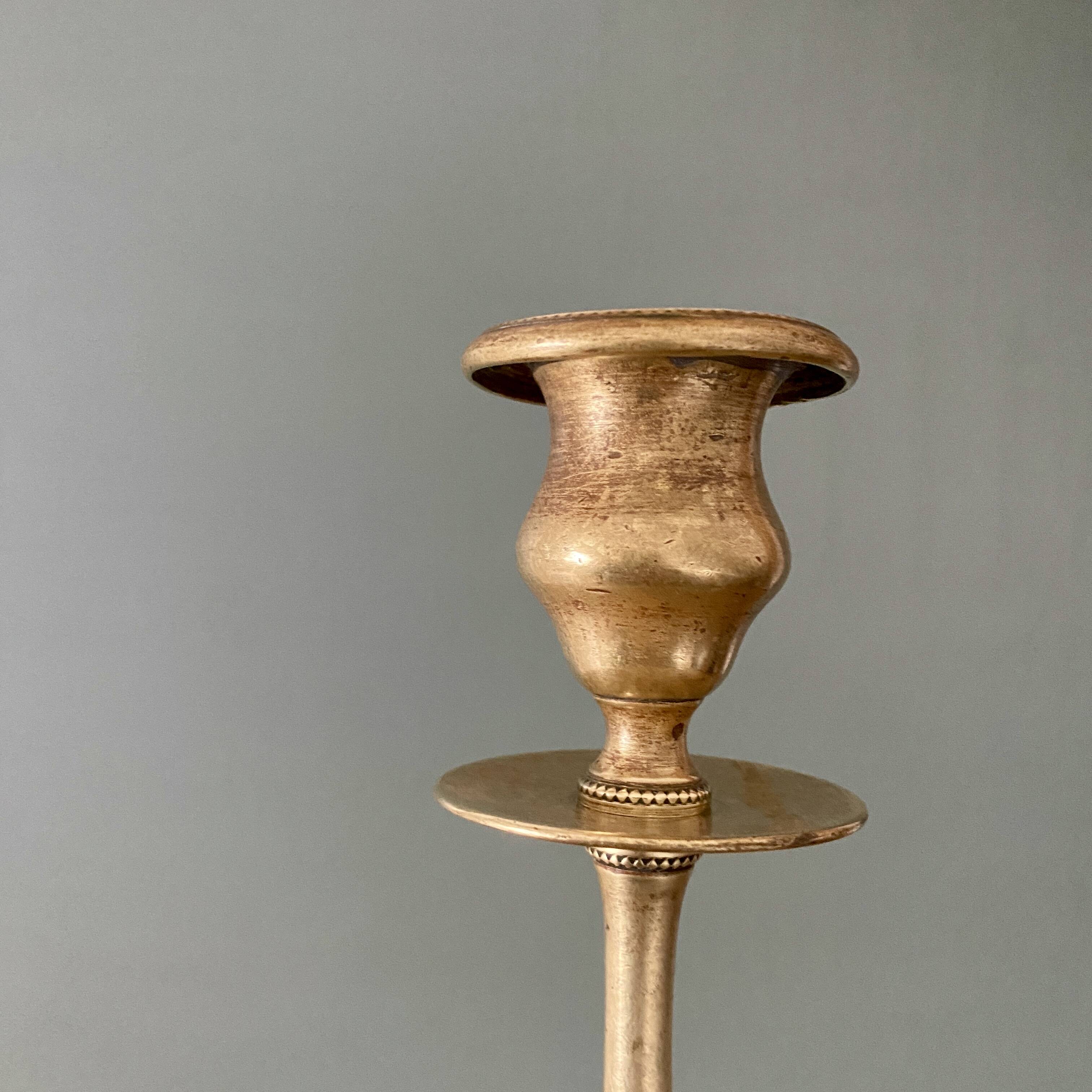 Antique brass candlestick holder