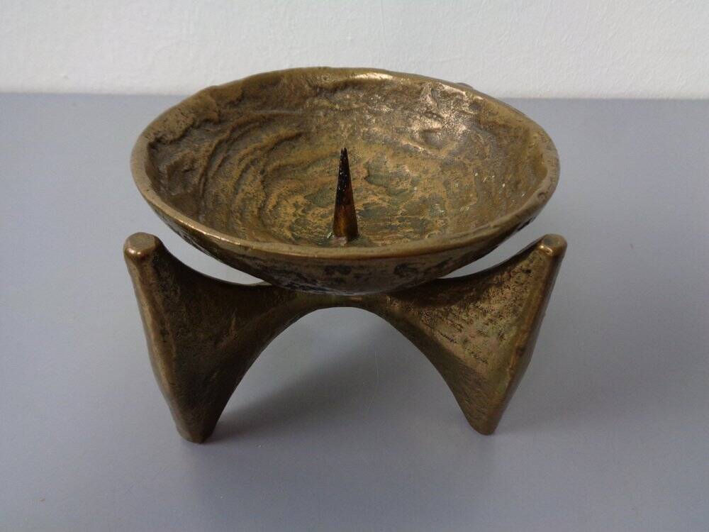 Brutalist Bronze Candleholder by Michael Harjes, 1960s