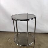 Chrome and smoked glass side table