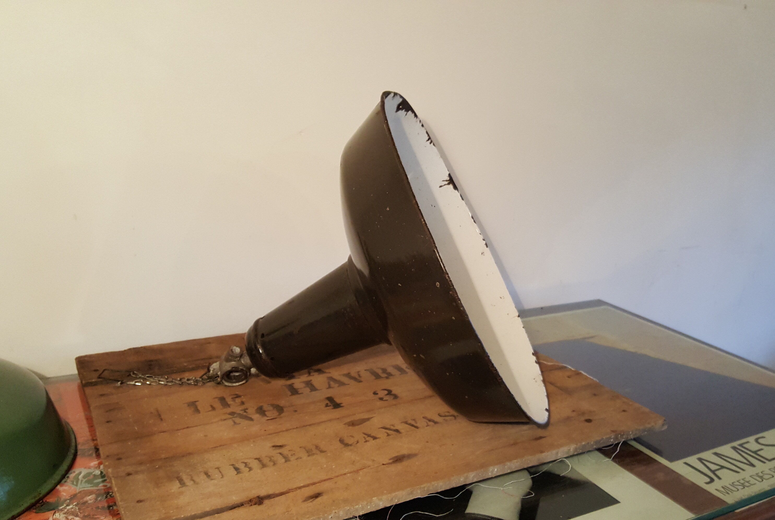 Black enamel industrial lamp