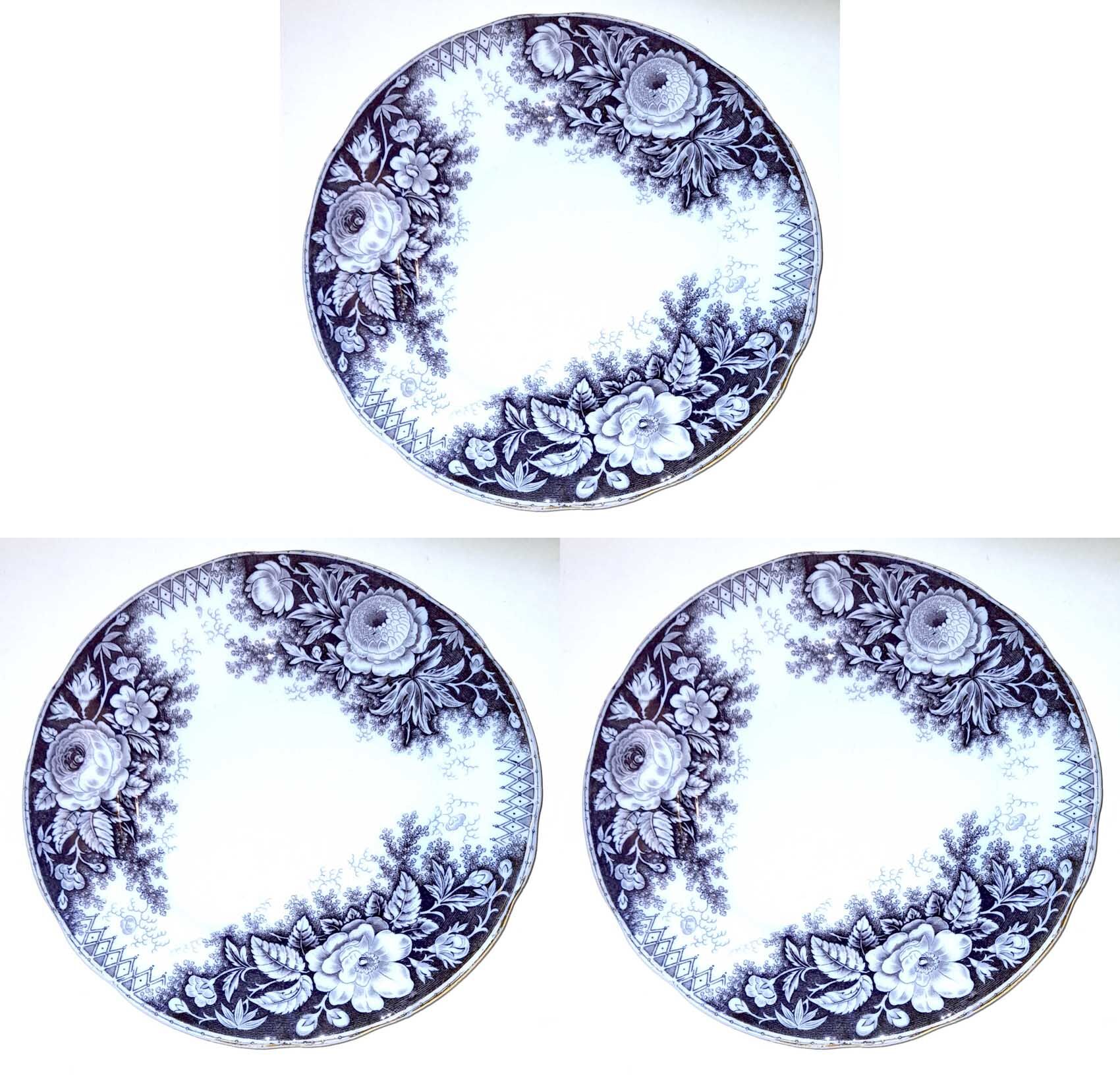 Set of 3 dessert plates Jardinière de Sarreguemines U&C 1900