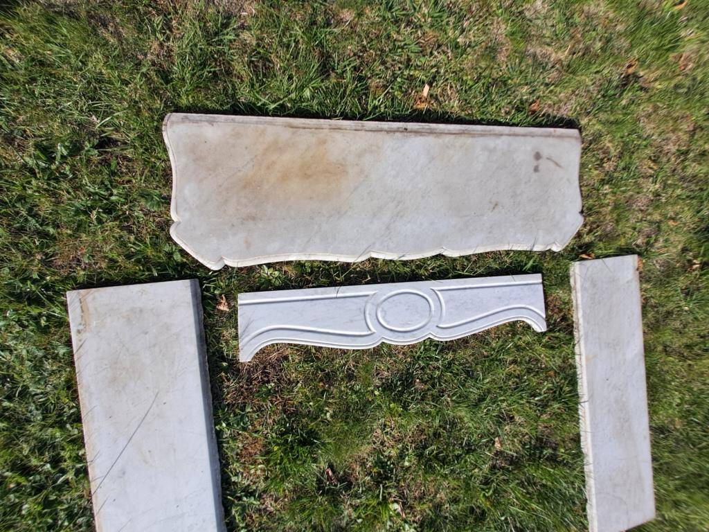 White marble fireplace mantel