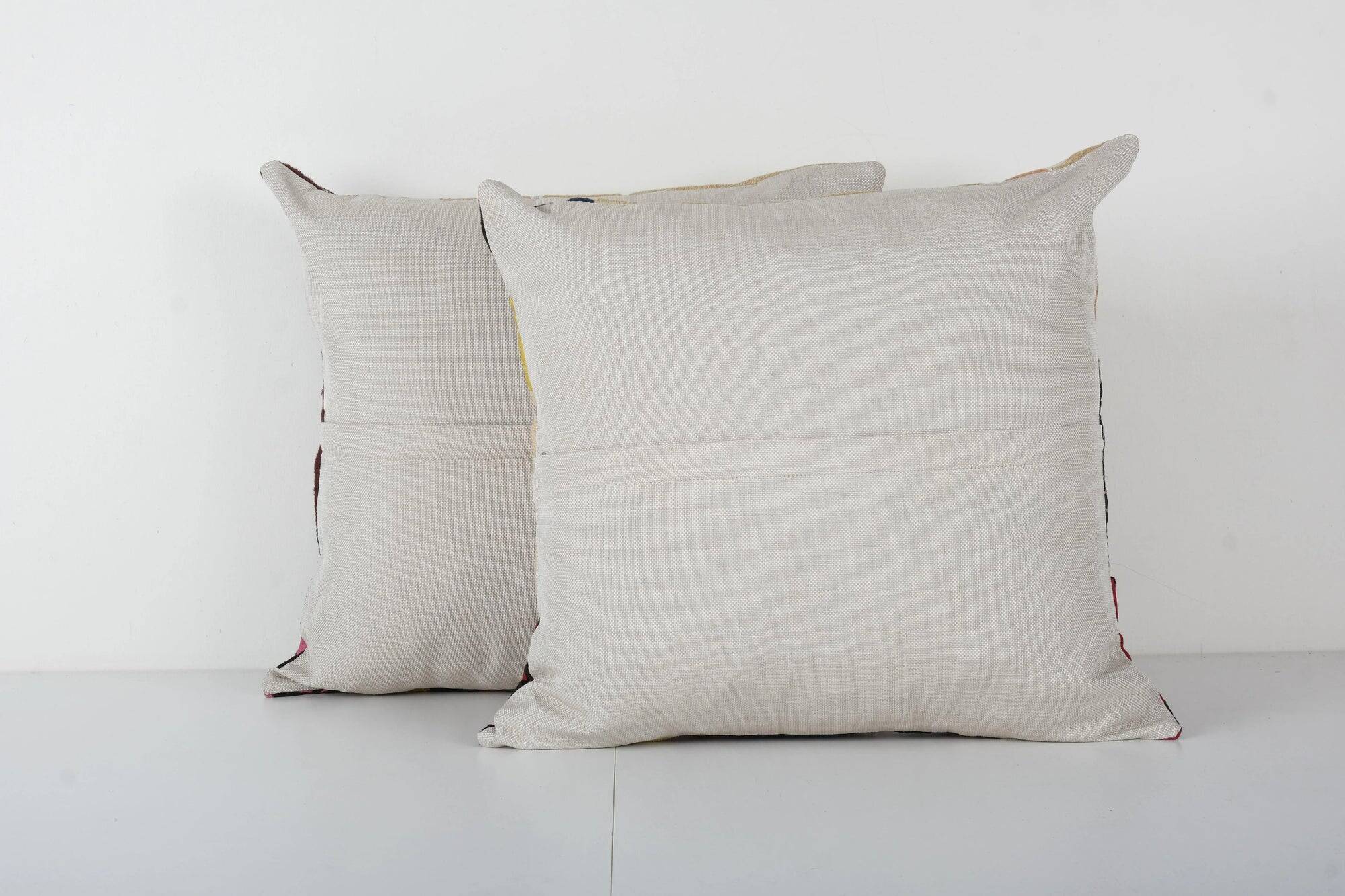 Set of 2 vintage embroidered cushion covers 43x48 cm