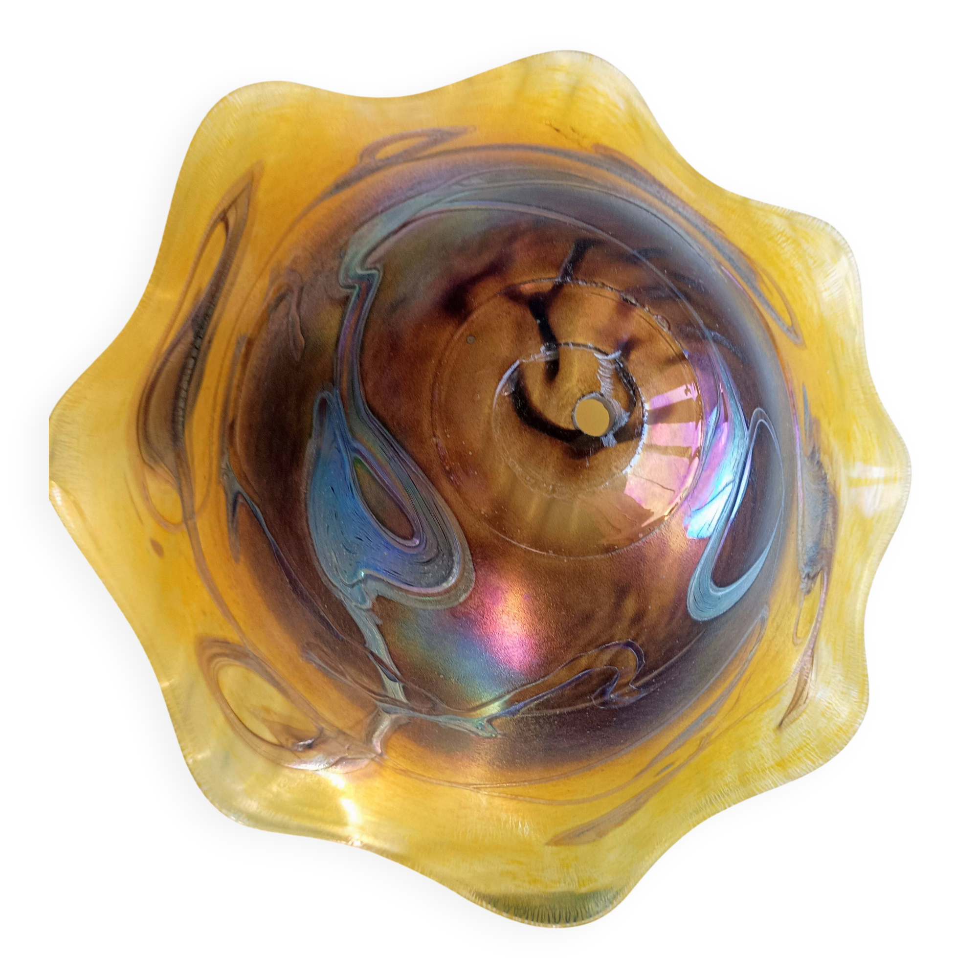 Large vintage lampshade in blown glass in the Biot style