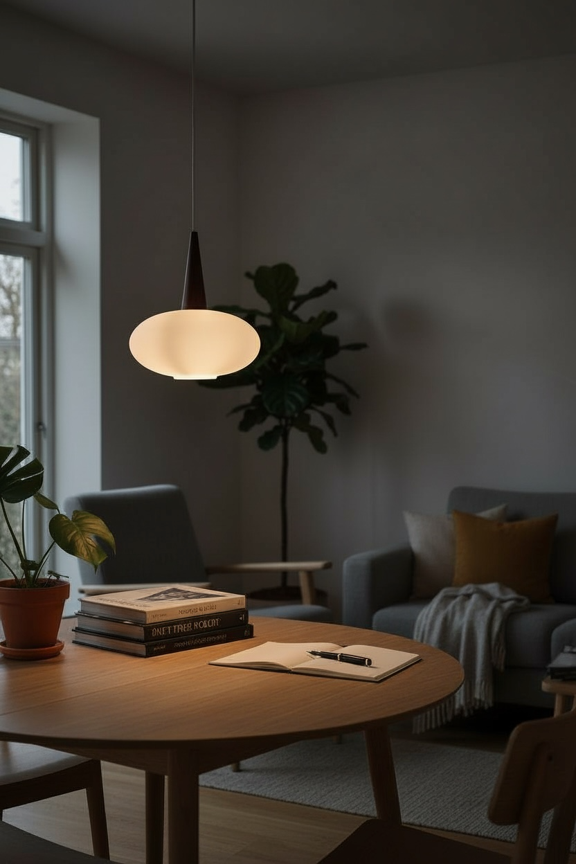 Vintage suspension light in opaline by Louis Kalff for Philips from 1968.