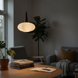 Vintage suspension light in opaline by Louis Kalff for Philips from 1968.