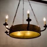 Art deco wrought iron chandelier with 6 lights