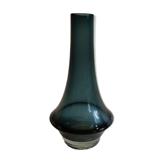 Petrolium blue vase, numbered with diamond pen, from Finnish Rimini Lassi