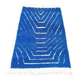 Authentic natural wool rug with blue patterns, size 2/3 m.
