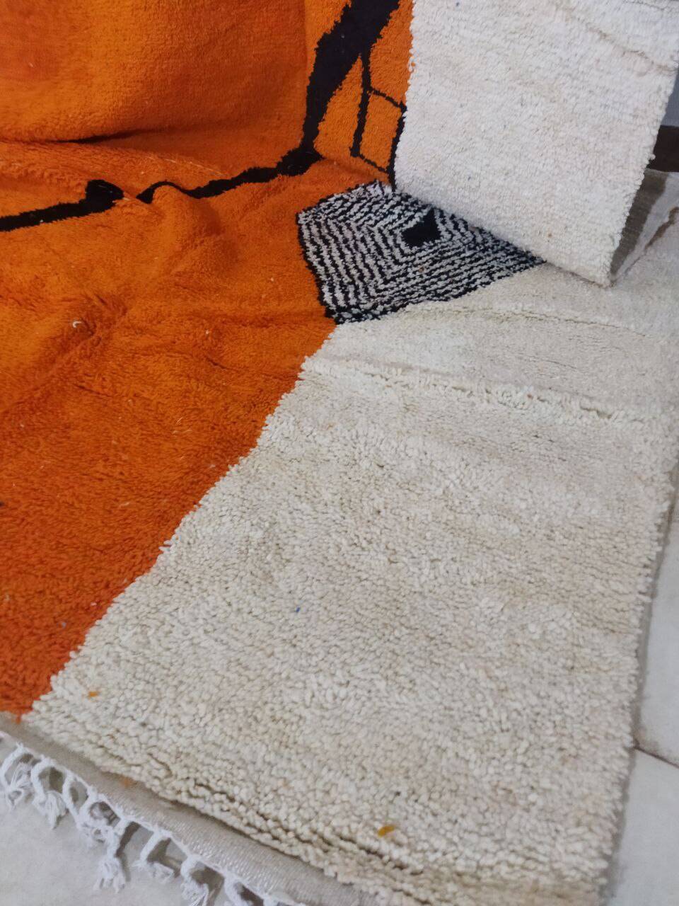 Moroccan handmade artisanal berber carpet magic orange eye 287 x 184 cm