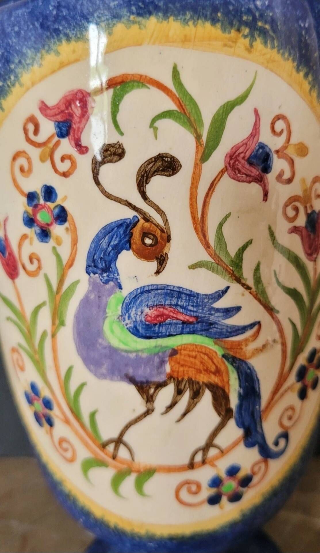 Hand-painted ceramic vase signed Koskinas, probably Greek.