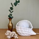 Vintage shell lamp in ceramic and white opaline
