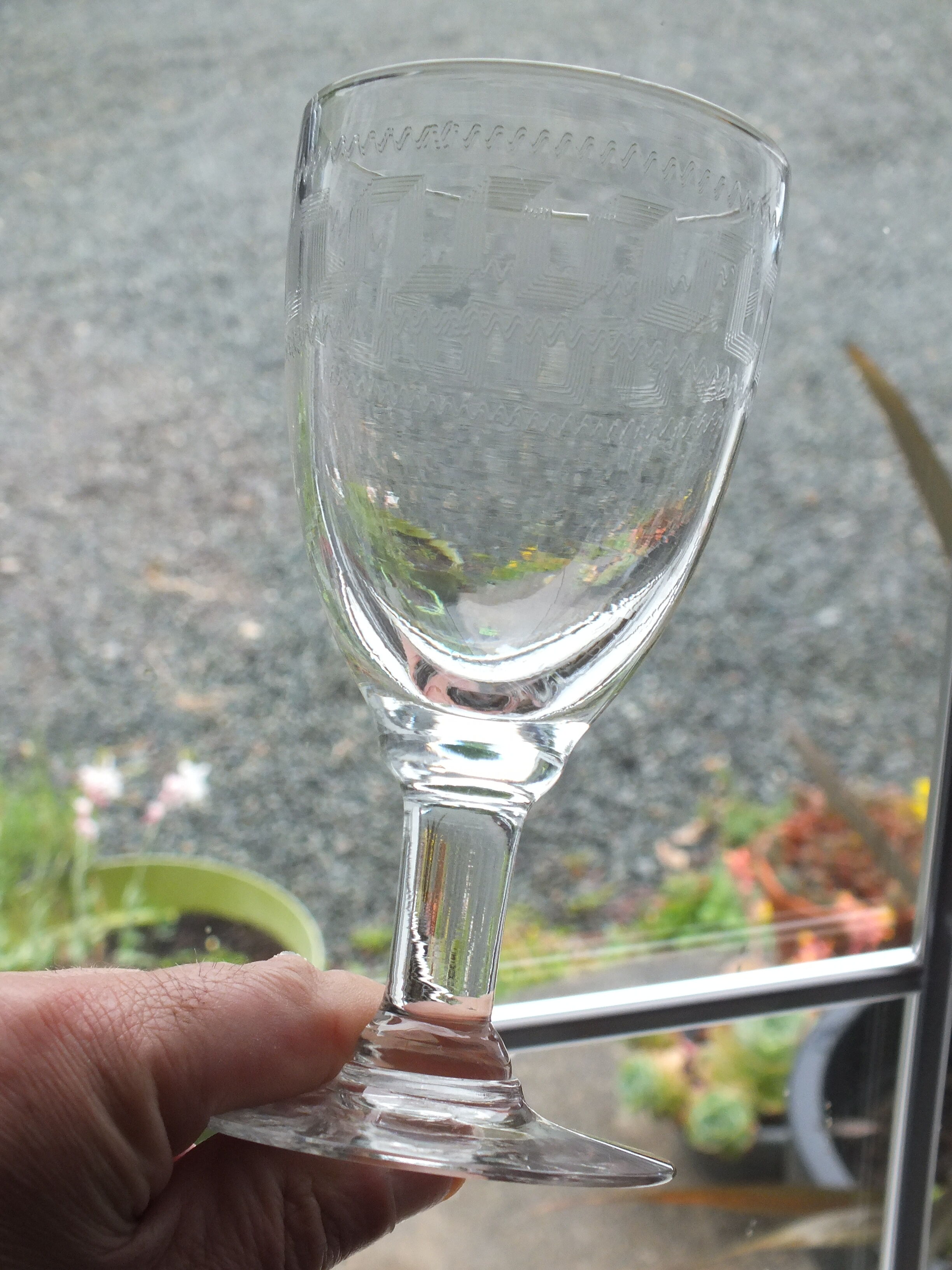 10 19th century stemmed glasses patterned with Greek nets Napoleon III