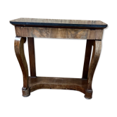 Console ancienne en acajou de styel Restauration XIXe, dessus marbre