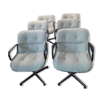 Set de 6 fauteuils de Charles Pollock editeur Knoll international