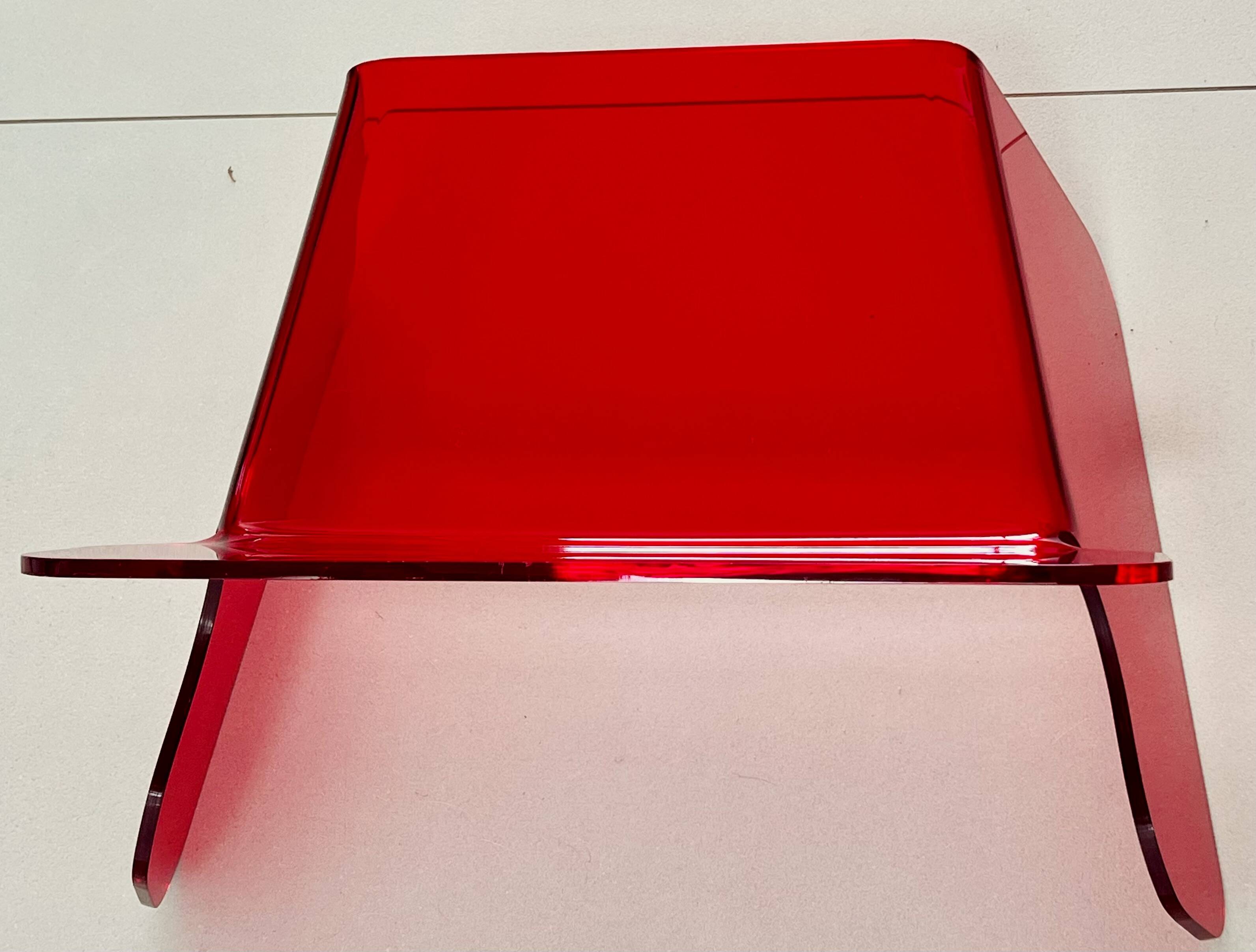 Red plexiglass chair, France 1970s