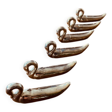 6 silver-plated swan knife rests, 1970s-80s