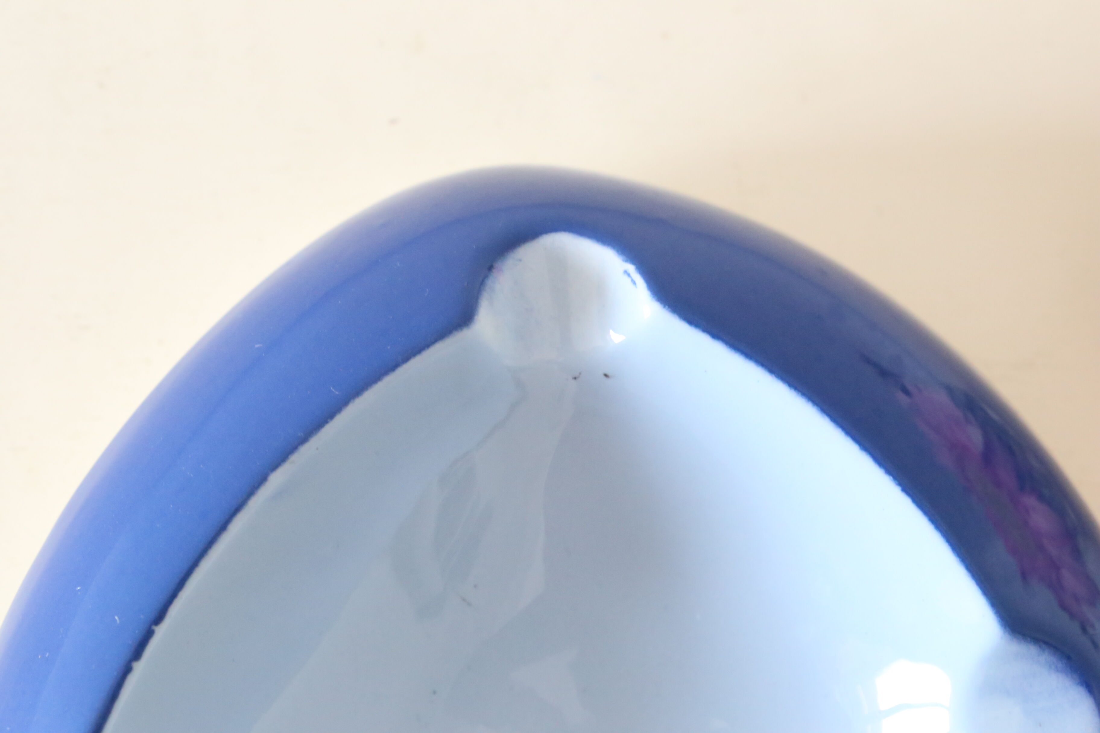 Empty pocket or blue ceramic ashtray, vintage