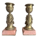 pair of antique bronze candlesticks
