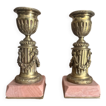 pair of antique bronze candlesticks