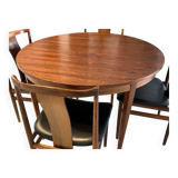 Table ronde extensible Palissandre Danemark vintage 1970